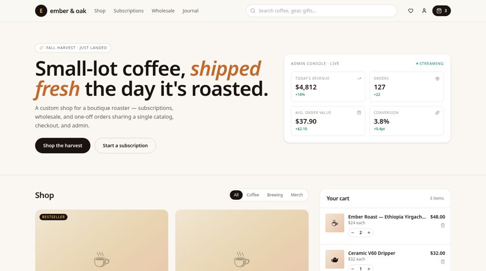 eCommerce prototype screen
